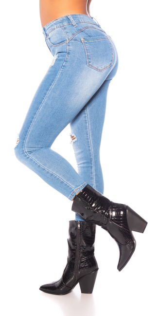 hoge taille skinny jeans blauw